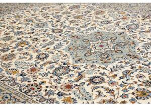 Tappeto Kashan Medaglione Floreale Avorio Azzurro 272x367 Cm