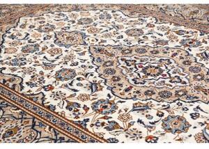 Tappeto Kashan Medaglione Floreale Avorio Blu 195x297 Cm
