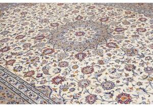 Tappeto Kashan Medaglione Floreale Avorio Beige 290x400 Cm