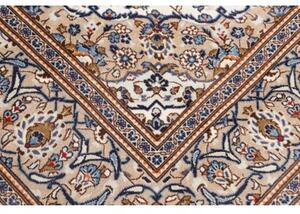 Tappeto Kashan Medaglione Floreale Avorio Blu 195x297 Cm