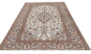 Tappeto Kashan Medaglione Floreale Avorio Blu 195x297 Cm