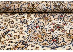 Tappeto Kashan Medaglione Floreale Avorio Blu Cobalto 204x300 Cm