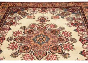 Tappeto Tabriz Medaglione Floreale Beige Blu 198x304 Cm