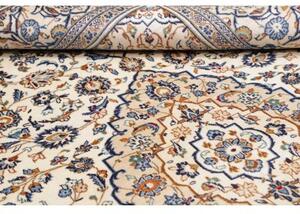 Tappeto Kashan Medaglione Floreale Avorio Blu 202x303 Cm