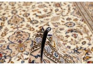 Tappeto Kashan Medaglione Floreale Avorio Blu Cobalto 204x300 Cm
