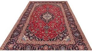 Tappeto Ardakan Medaglione Floreale Rosso Blu Scuro 197x312 Cm