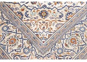 Tappeto Kashan Medaglione Floreale Avorio Blu 202x303 Cm