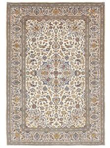 Tappeto Kashan Medaglione Floreale Avorio Blu Cobalto 204x300 Cm