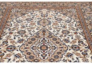 Tappeto Kashan Medaglione Floreale Avorio Blu 195x297 Cm