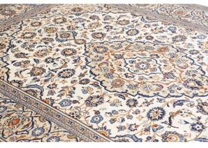 Tappeto Kashan Medaglione Floreale Avorio Blu 202x303 Cm