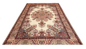 Tappeto Tabriz Medaglione Floreale Beige Blu 198x304 Cm