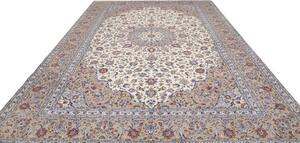 Tappeto Kashan Medaglione Floreale Avorio Beige 290x400 Cm
