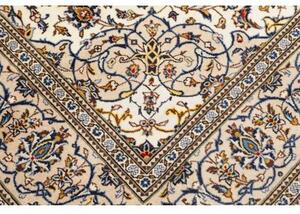 Tappeto Kashan Medaglione Floreale Avorio Blu Cobalto 204x300 Cm