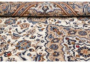 Tappeto Kashan Medaglione Floreale Avorio Blu 195x297 Cm