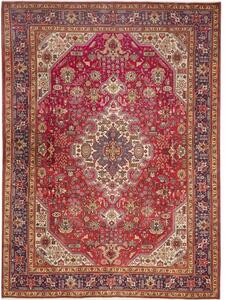 Tappeto Tabriz Stilizzato Rosso Rubino Blu Scuro 253x348 Cm