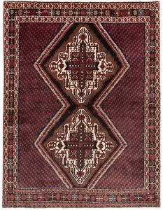 Tappeto Shahreza Medaglione Borgogna Avorio 136x178 Cm