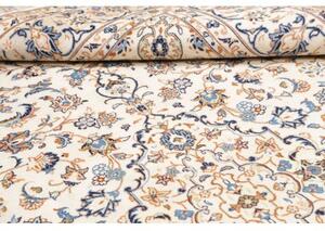 Tappeto Kashan Medaglione Floreale Avorio Blu Cobalto 200x294 Cm