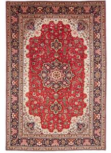 Tappeto Tabriz Medaglione Floreale Rosso Blu Scuro 200x300 Cm