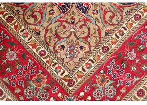 Tappeto Tabriz Medaglione Floreale Rosso Blu Scuro 204x300 Cm