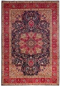 Tappeto Tabriz Medaglione Floreale Rosso Blu Scuro 204x300 Cm