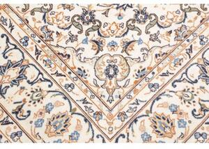 Tappeto Kashan Medaglione Floreale Avorio Blu Cobalto 200x294 Cm