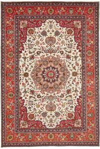 Tappeto Tabriz Medaglione Floreale Rosso Avorio 203x298 Cm