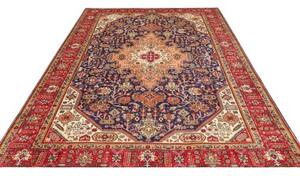 Tappeto Tabriz Stilizzato Blu Scuro Rosso 204x298 Cm