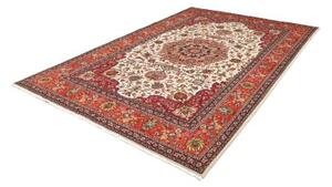 Tappeto Tabriz Medaglione Floreale Rosso Avorio 203x298 Cm