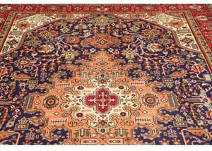 Tappeto Tabriz Stilizzato Blu Scuro Rosso 204x298 Cm