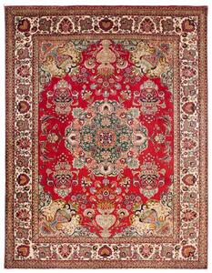 Tappeto Tabriz Medaglione Floreale Rosso Verde 222x292 Cm