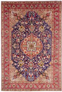 Tappeto Tabriz Medaglione Floreale Blu Notte Rosso 205x309 Cm