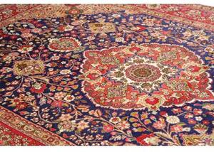 Tappeto Tabriz Medaglione Floreale Blu Notte Rosso 205x309 Cm