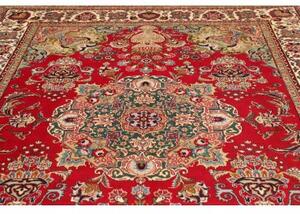 Tappeto Tabriz Medaglione Floreale Rosso Verde 222x292 Cm
