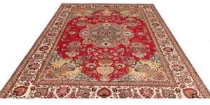 Tappeto Tabriz Medaglione Floreale Rosso Verde 222x292 Cm