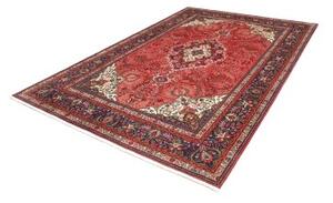 Tappeto Tabriz Medaglione Floreale Rosso Corallo Blu Scuro 200x293 Cm