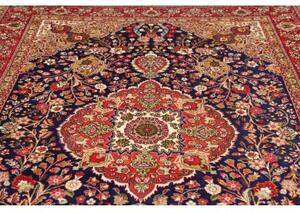 Tappeto Tabriz Medaglione Floreale Blu Notte Rosso 205x309 Cm