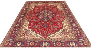 Tappeto Tabriz Medaglione Floreale Rosso Blu 197x292 Cm