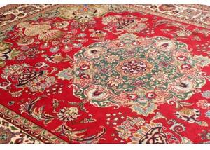 Tappeto Tabriz Medaglione Floreale Rosso Verde 222x292 Cm
