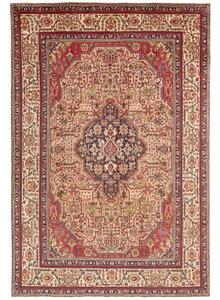 Tappeto Tabriz Stilizzato Beige Rosso Mattone 200x302 Cm