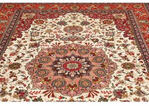 Tappeto Tabriz Medaglione Floreale Rosso Avorio 203x298 Cm