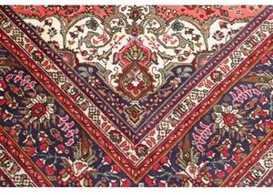 Tappeto Tabriz Medaglione Floreale Rosso Corallo Blu Scuro 200x293 Cm