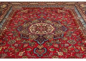 Tappeto Tabriz Medaglione Floreale Rosso Cremisi Blu Notte 302x398 Cm