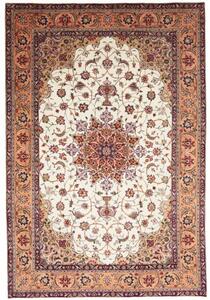 Tappeto Tabriz Medaglione Floreale Avorio Terracotta 198x294 Cm