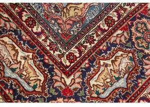 Tappeto Tabriz Medaglione Floreale Rosso Cremisi Blu Notte 302x398 Cm