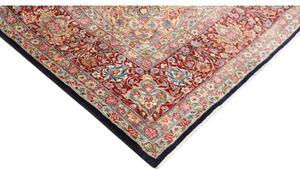 Tappeto Kerman Medaglione Floreale Blu Scuro Rosso Cremisi 272x387 Cm