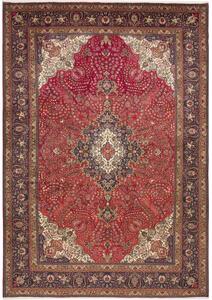 Tappeto Tabriz Medaglione Floreale Rosso Scuro Blu Scuro 247x356 Cm