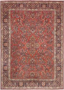 Tappeto Sarough Floreale Rosso Mattone Blu Scuro 283x398 Cm