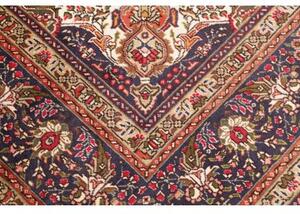 Tappeto Tabriz Medaglione Floreale Rosso Scuro Blu Scuro 247x356 Cm