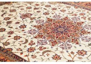 Tappeto Tabriz Medaglione Floreale Avorio Terracotta 198x294 Cm