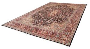 Tappeto Kerman Medaglione Floreale Blu Scuro Rosso Cremisi 272x387 Cm